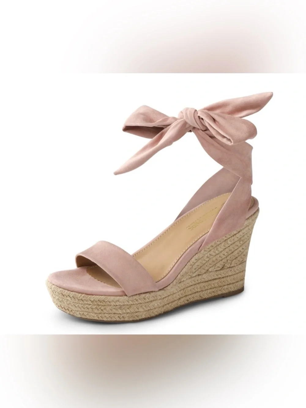 Blush Suede Lace-Up Espadrille Wedge Sandals